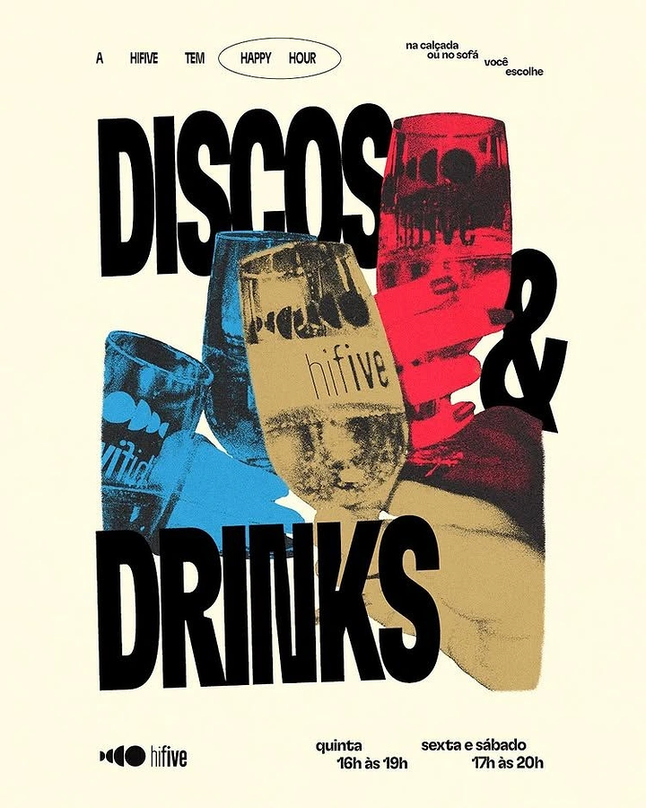 Bars & Pubs creative ad: Bold collage turns drinks into disco