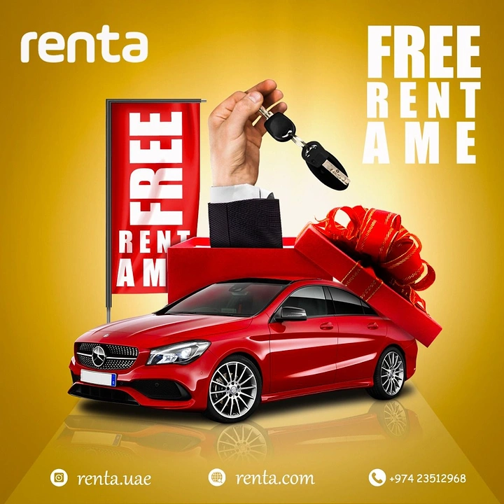 Car Rental creative ad: Car as gift box, free rental
