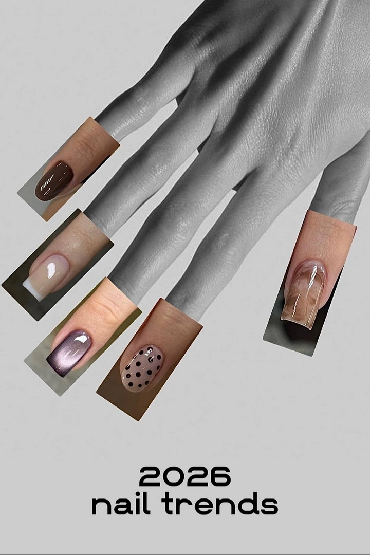 Nail Salons creative ad: Nail designs pasted as cutouts on hand