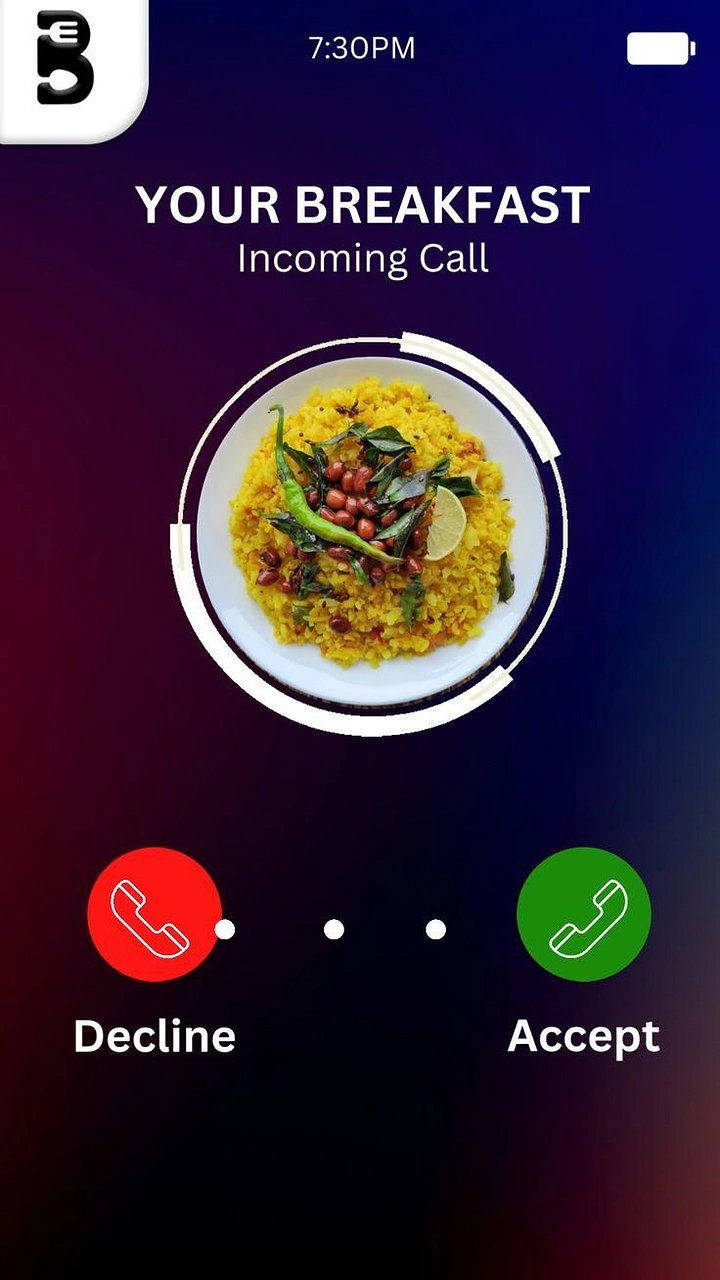 Cloud Kitchens & Food Trucks creative ad: Breakfast as incoming phone call