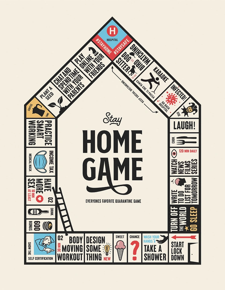 Board Games & Game Cafes creative ad: Board-game-shaped home game concept