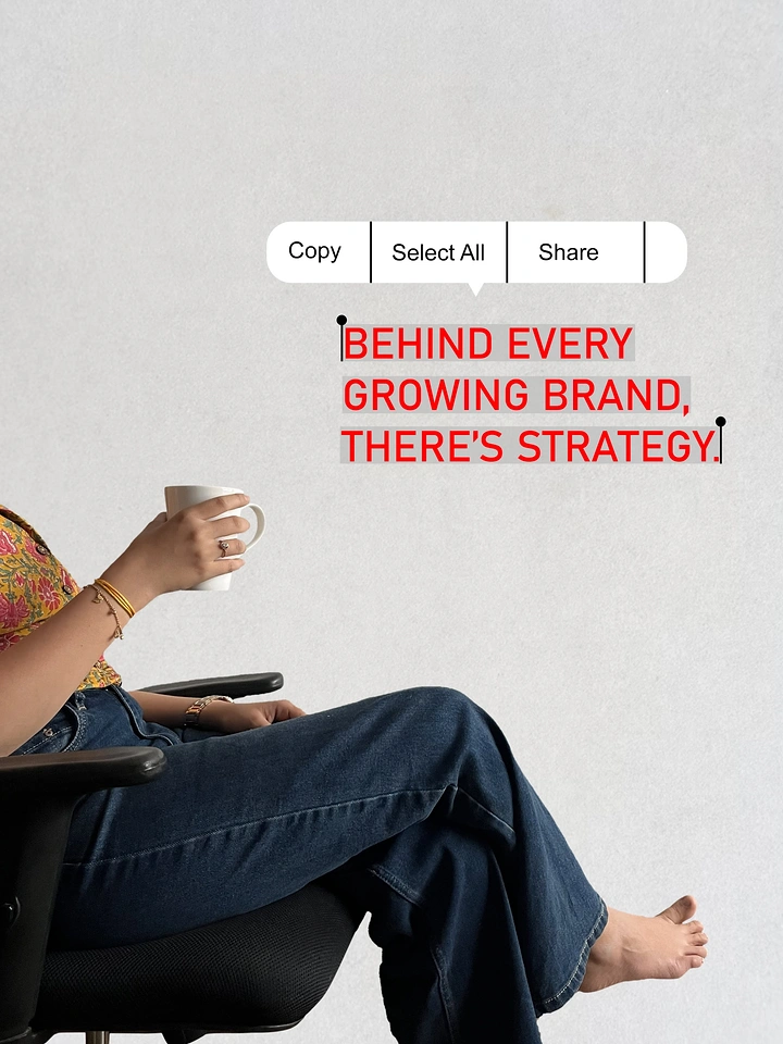 Agency creative ad: Text-selection UI highlights strategy line