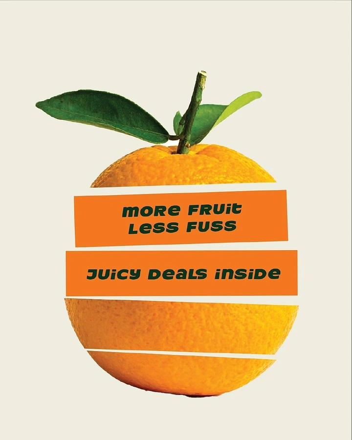 Grocery Stores & Supermarkets creative ad: Whole orange sliced into horizontal strips with text bands