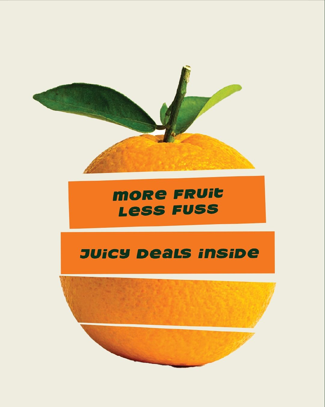 Instagram post: Whole orange sliced into horizontal strips with text bands