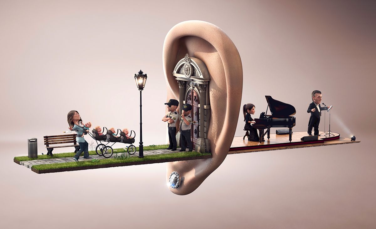 Banner: Miniature world stages sounds inside ear