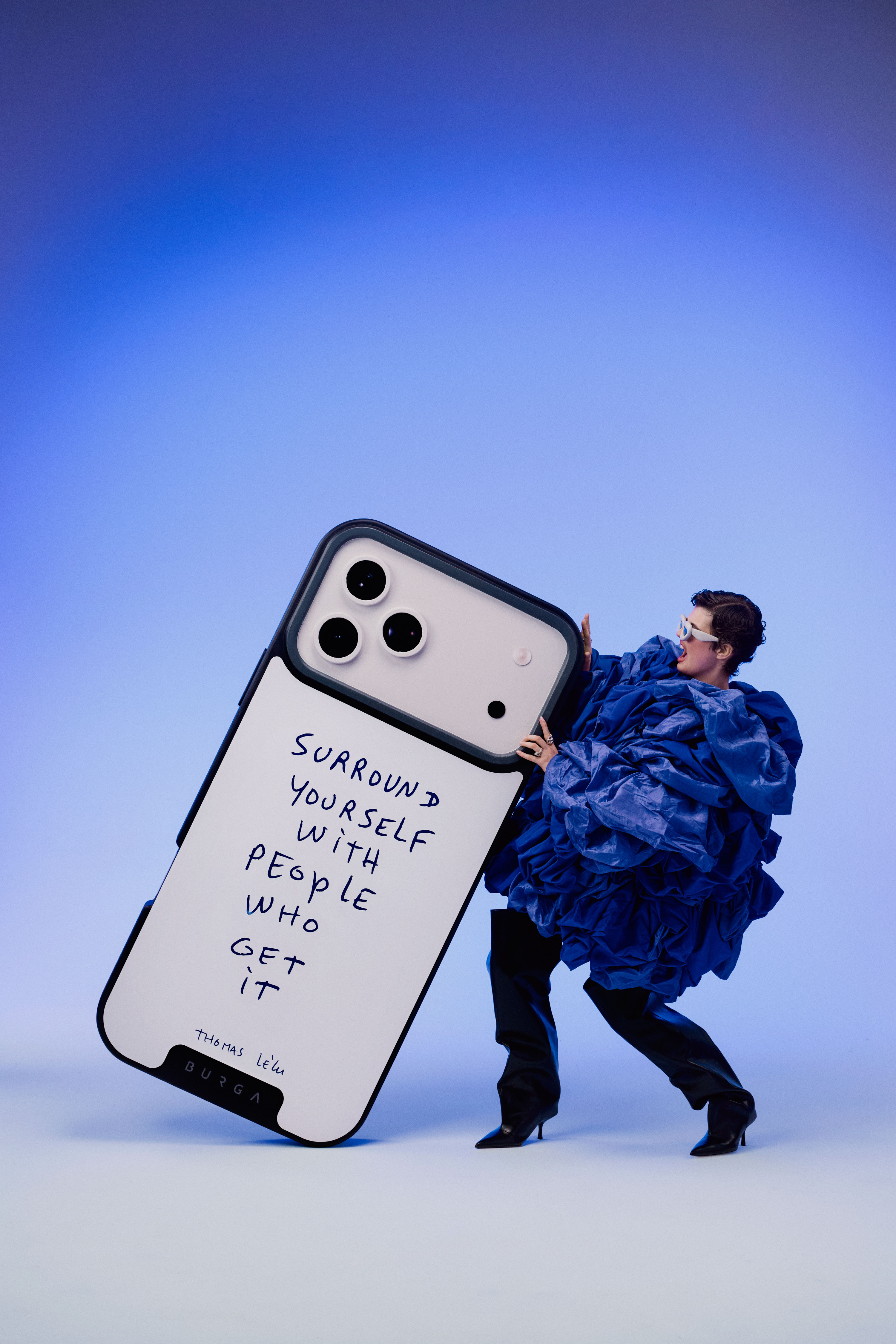 Story: Tiny figure beside giant case