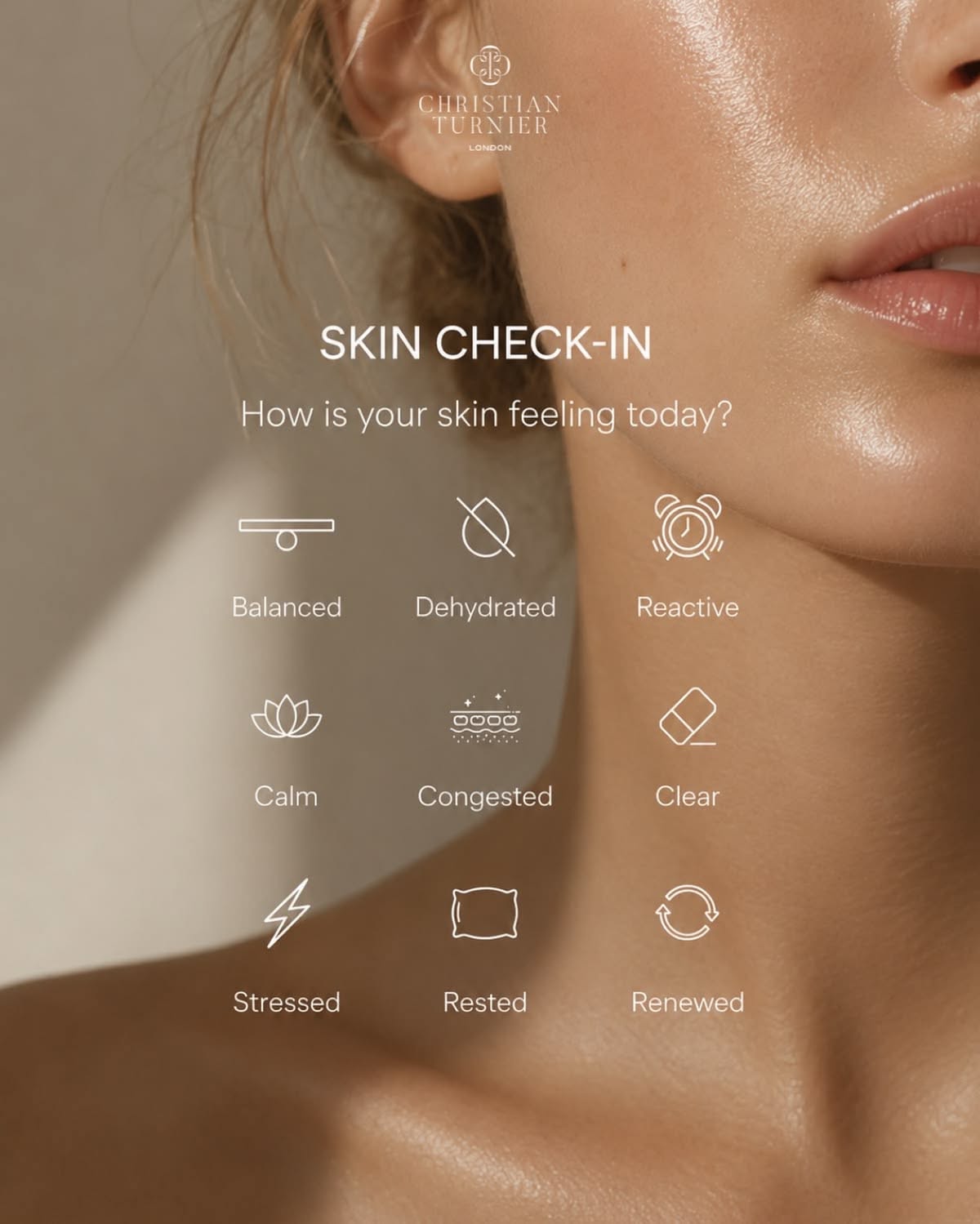 Instagram post: Skin check-in mood icon grid
