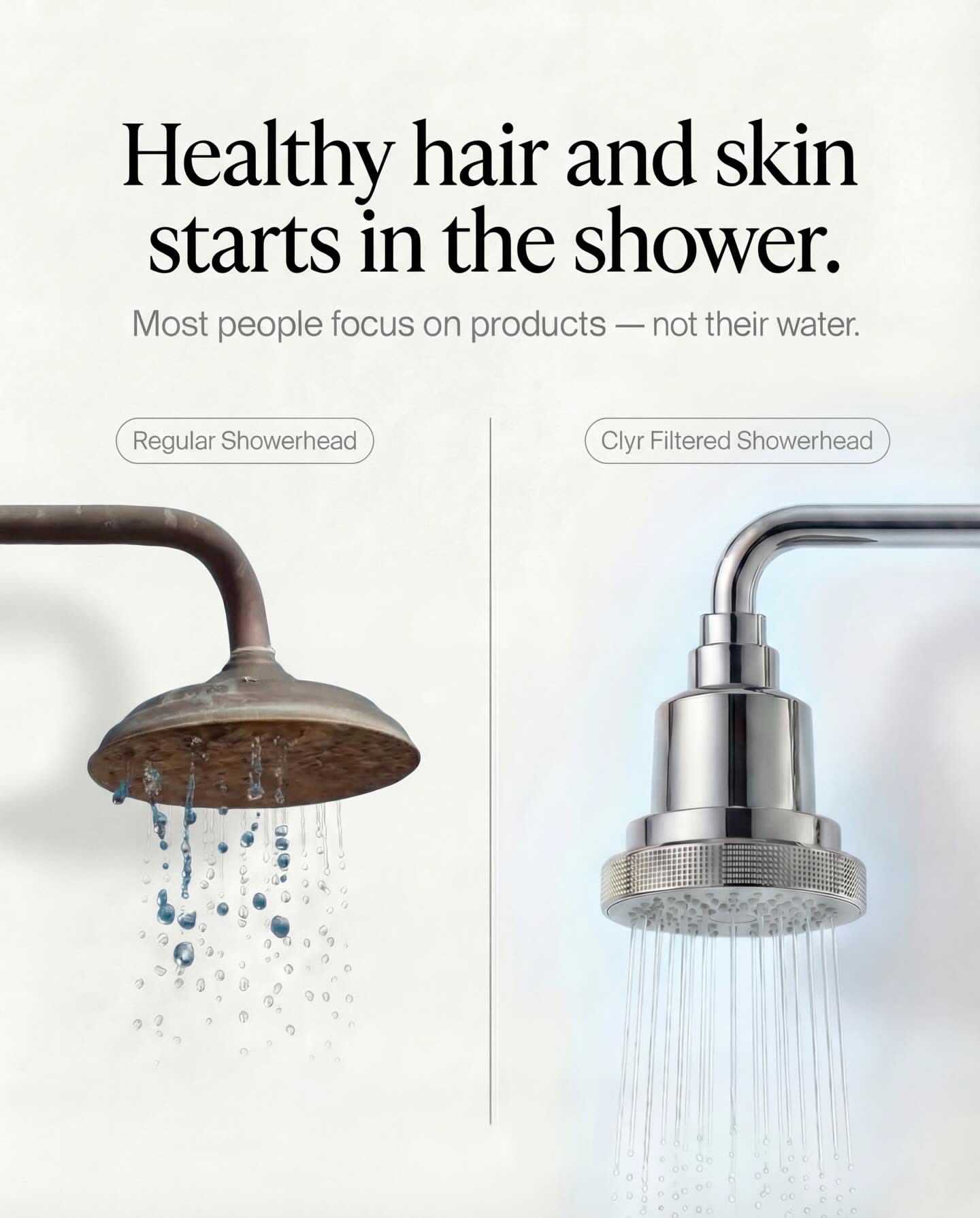 Carousel: Comparison of regular and filtered showerheads, slide 1