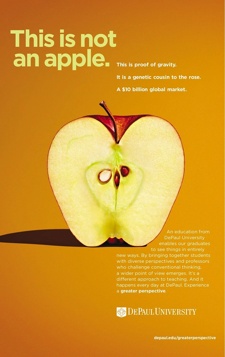 Education creative ad: Cross-section of a red apple