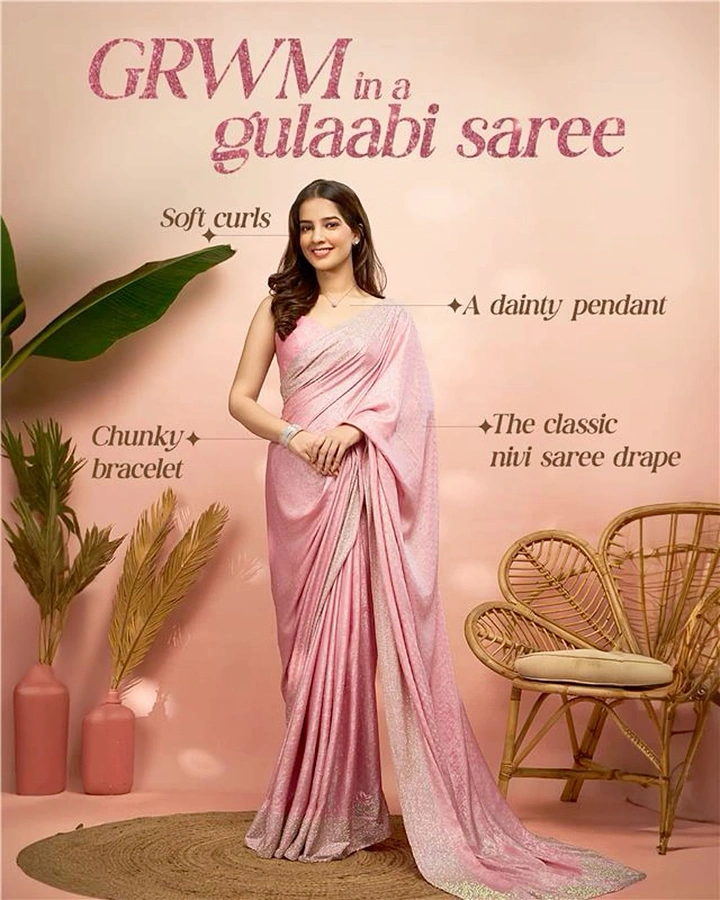 Ethnic Wear & Sarees creative ad: GRWM annotated look callouts