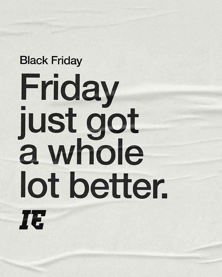 Black Friday creative ad: Large black headline on wrinkled pasted paper