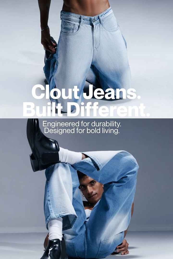 Denim & Jeans Brands creative ad: Unusual pose reinforces built differently