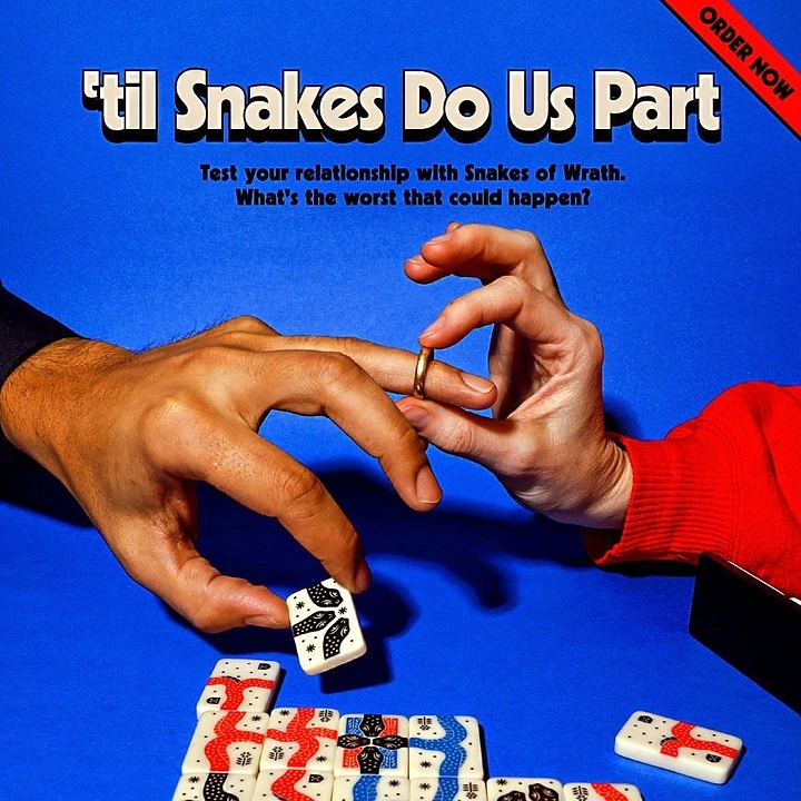 Board Games & Game Cafes creative ad: Relationship pun built into snakes game poster