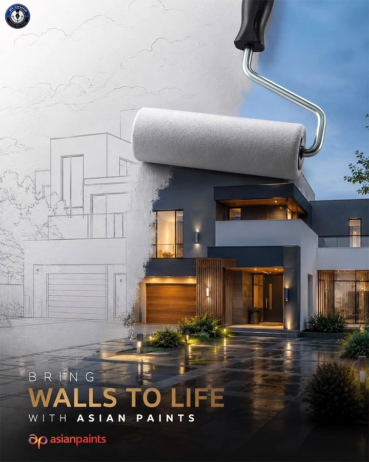 House Painters creative ad: Roller turns sketch house into real