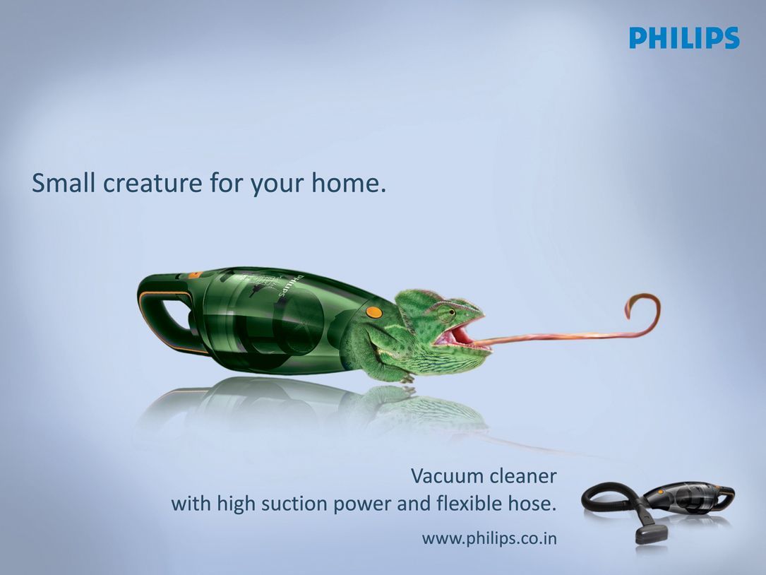 Banner: Handheld vacuum morphing into a chameleon with its tongue out