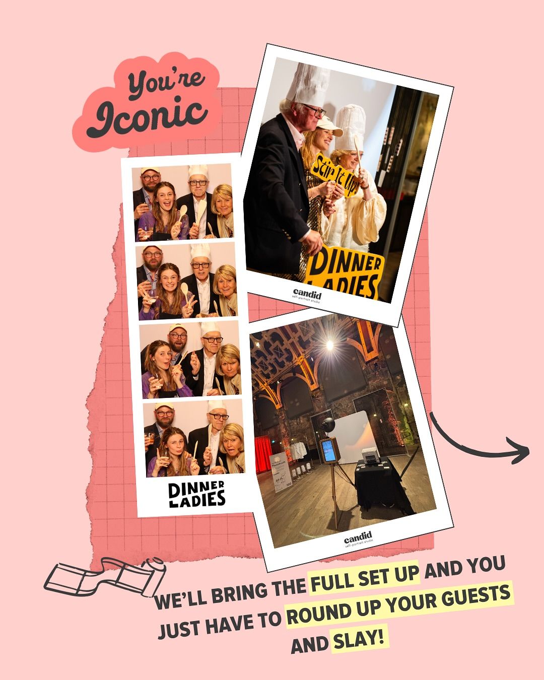 Instagram post: Iconic copy paired with energetic photo strips
