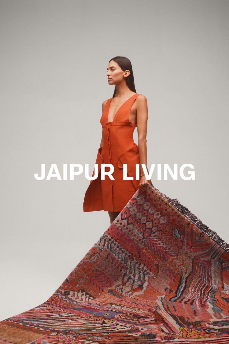 Story: Rug styled as fashion campaign prop, slide 1
