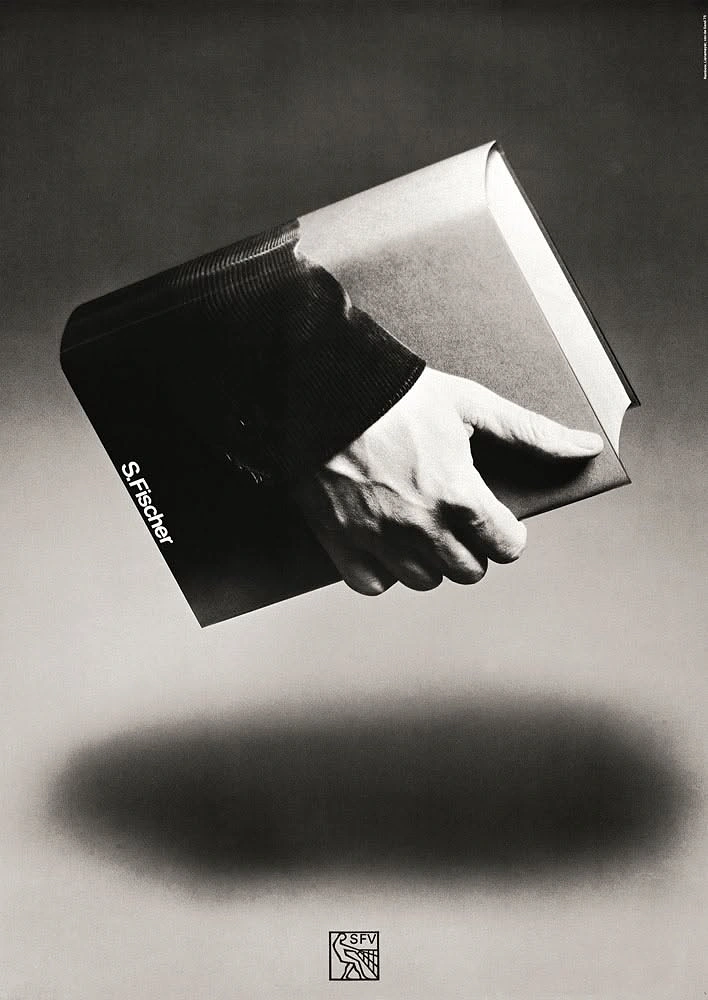 Bookstores creative ad: Surreal hand reaching out of book