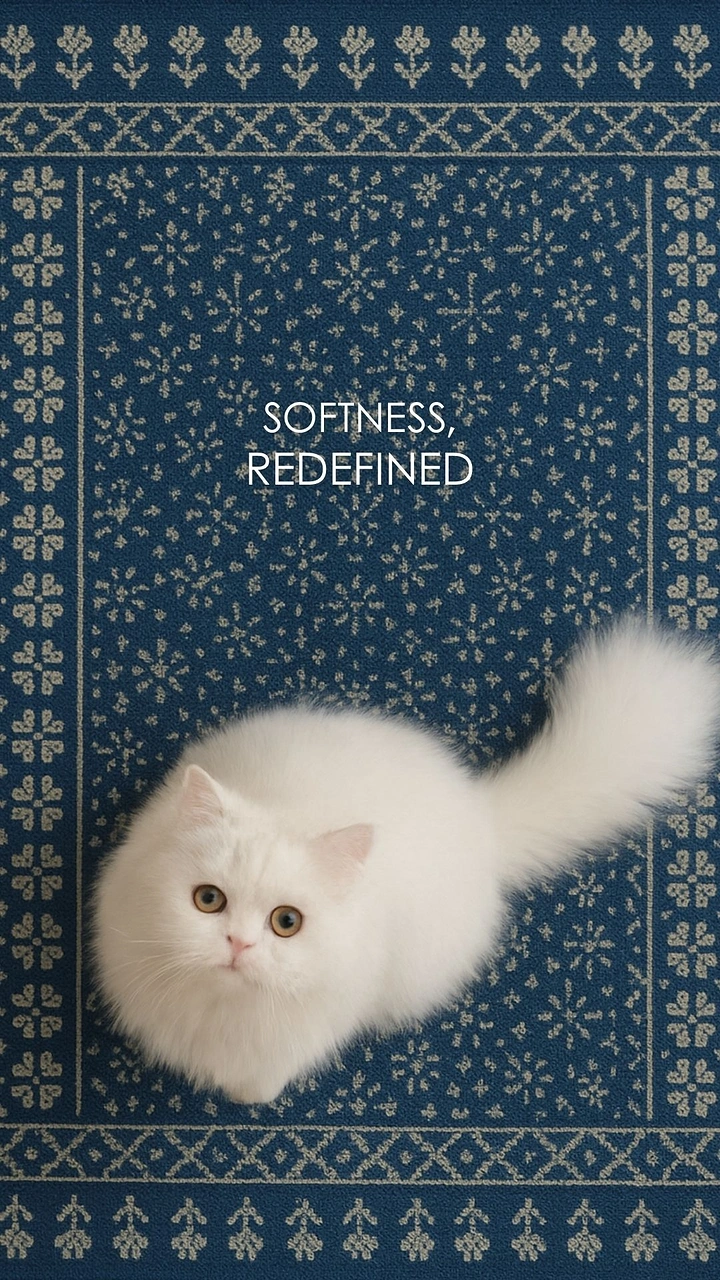 Rugs & Carpets creative ad: Cat visually demonstrates softness