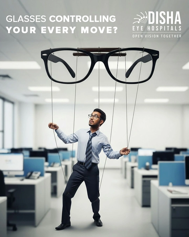 Opticians & Eye Care creative ad: Glasses as puppeteer controlling man