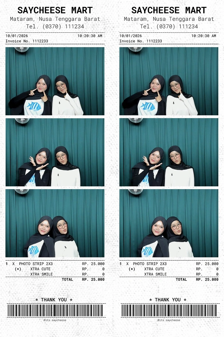 Photo Booth Rentals creative ad: Receipt-inspired photobooth print layout