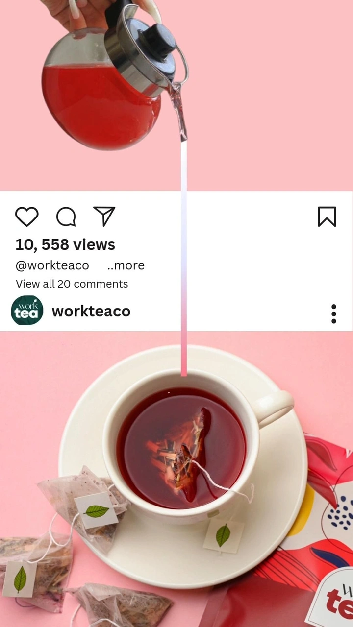 Tea & Chai Brands creative ad: Tea pour passes through Instagram post frame