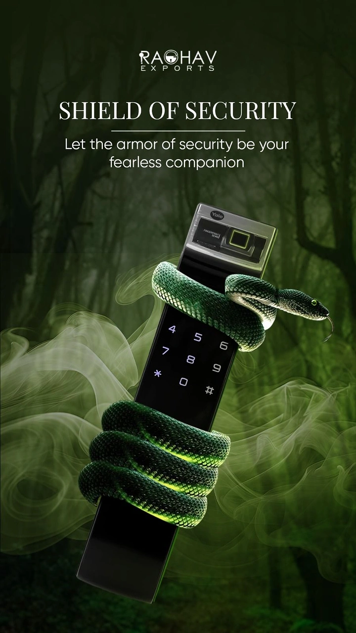 Locksmiths creative ad: Snake coiled guarding smart lock metaphor
