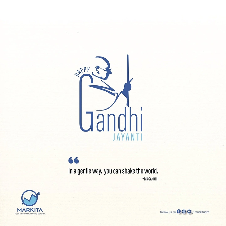 Gandhi Jayanti creative ad: Gandhi profile silhouette merged into the letter G