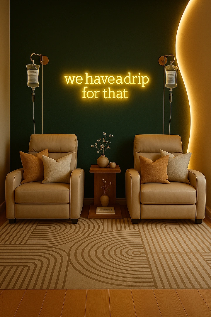 IV Therapy & Drip Bars creative ad: Witty room scene for drip services