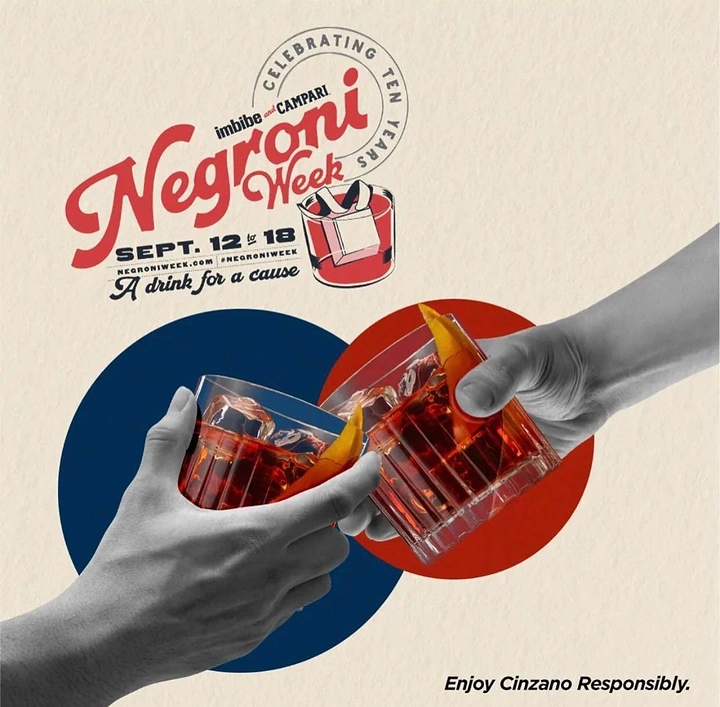 Bars & Pubs creative ad: Negroni celebration formed through collective toast