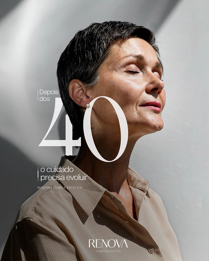 Skin & Cosmetic Clinics creative ad: Big 40 numeral age-care editorial
