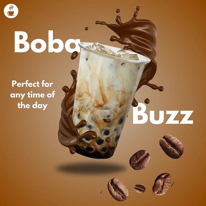 Bubble Tea & Boba Shops creative ad: Dramatic splash creates energetic boba fusion