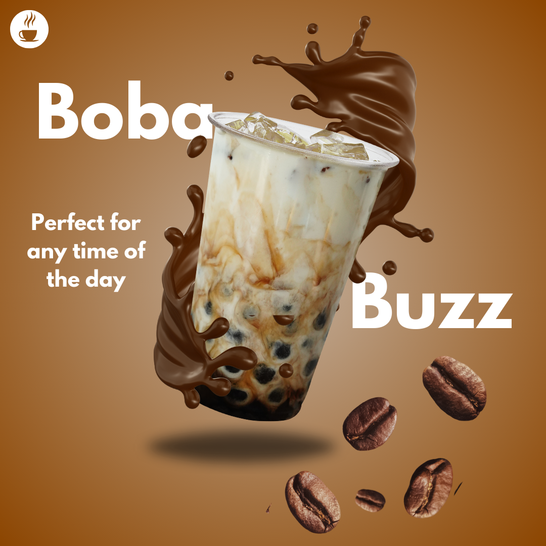 Instagram post: Dramatic splash creates energetic boba fusion