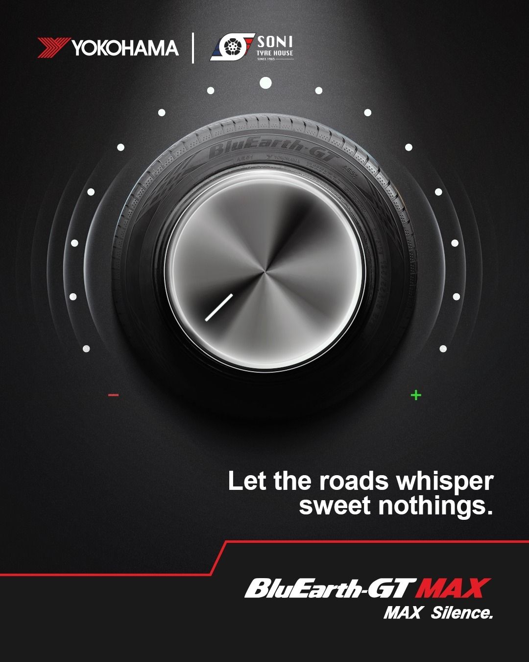 Instagram post: Tyre styled as an audio volume knob