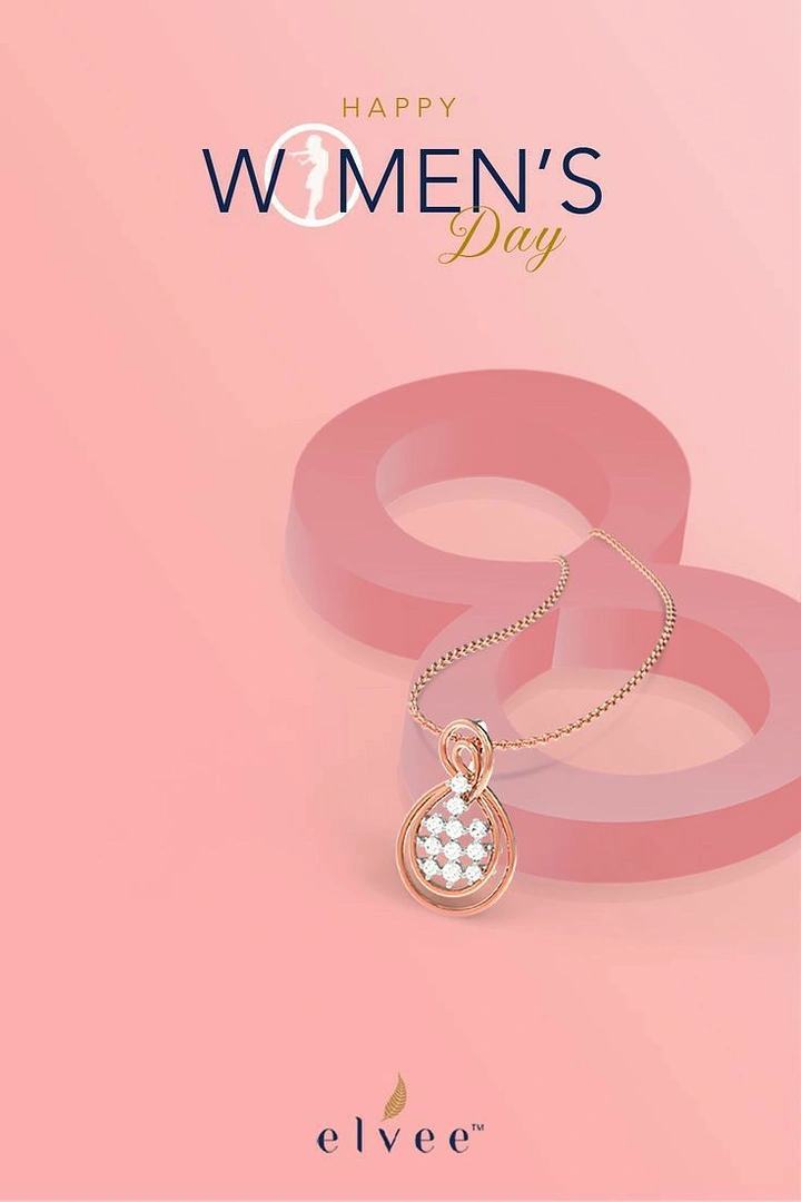 Women's Day creative ad: Brand pendant draped over 3D 8