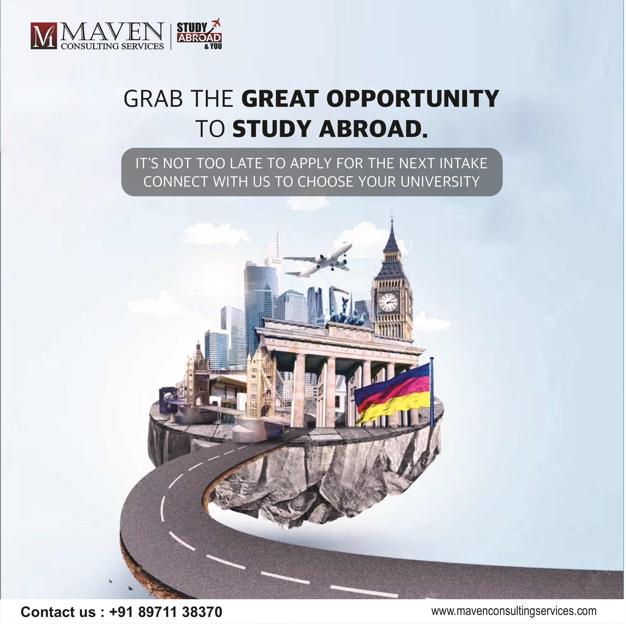 Instagram post: Road metaphor for study-abroad opportunity
