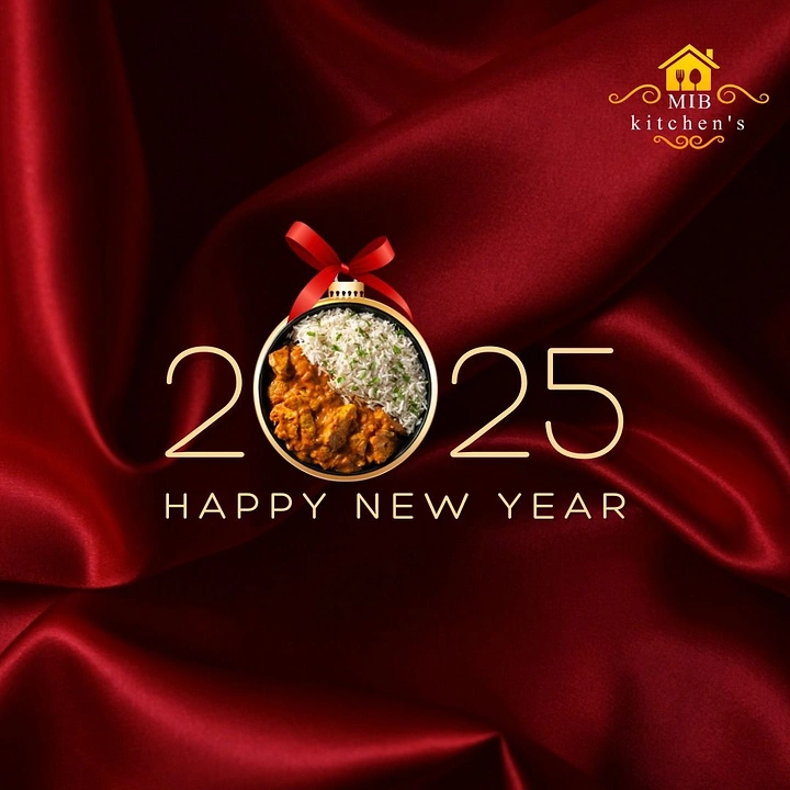 New Year creative ad: Bowl of curry and rice as the zero in the year, styled as a bauble