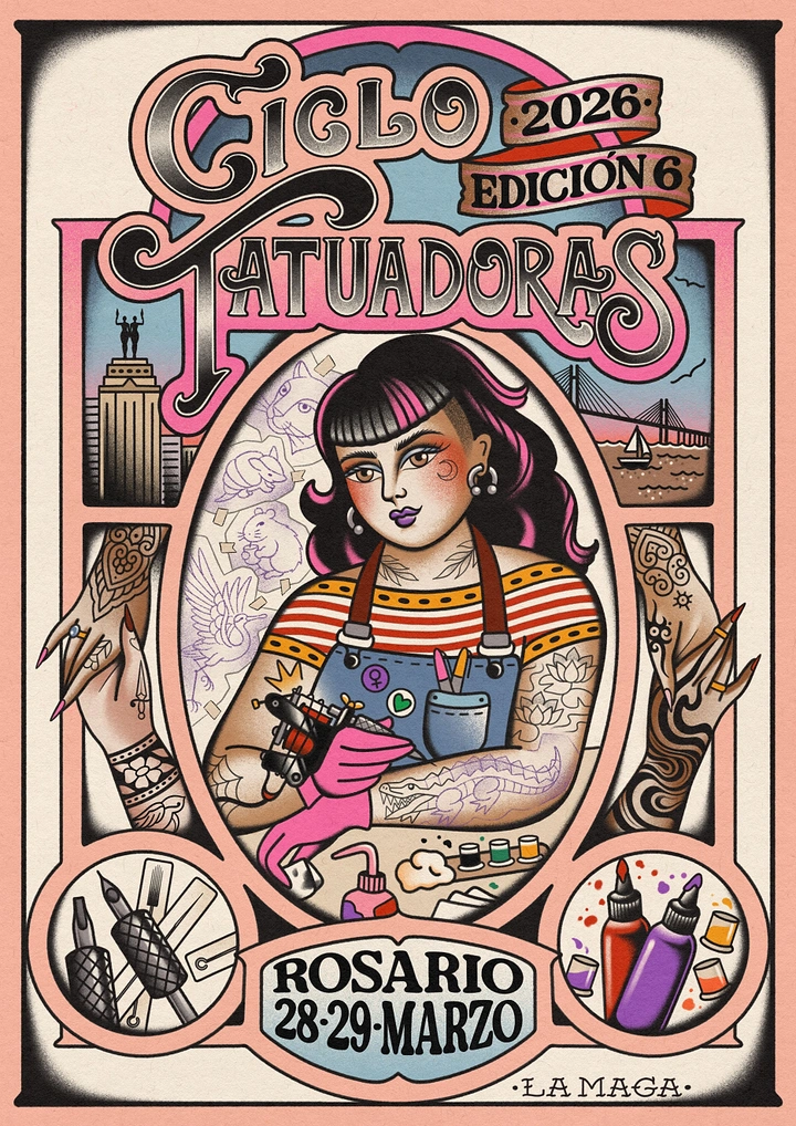 Tattoo Studios creative ad: Event poster drawn as traditional tattoo flash