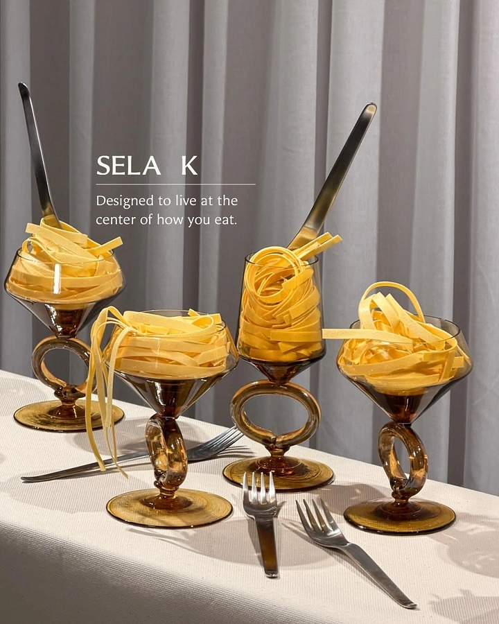 Tableware & Crockery creative ad: Unexpected pasta served in elegant goblets
