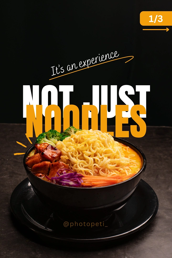 Instant Noodles & Pasta Brands creative ad: Witty experience-led copy with dynamic bowl styling