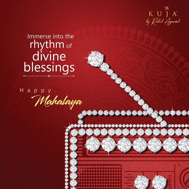 Durga Puja creative ad: Vintage radio outlined in diamond tennis necklaces