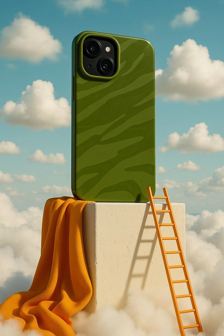 Phone Cases & Mobile Accessories creative ad: Giant case becomes surreal landscape sculpture