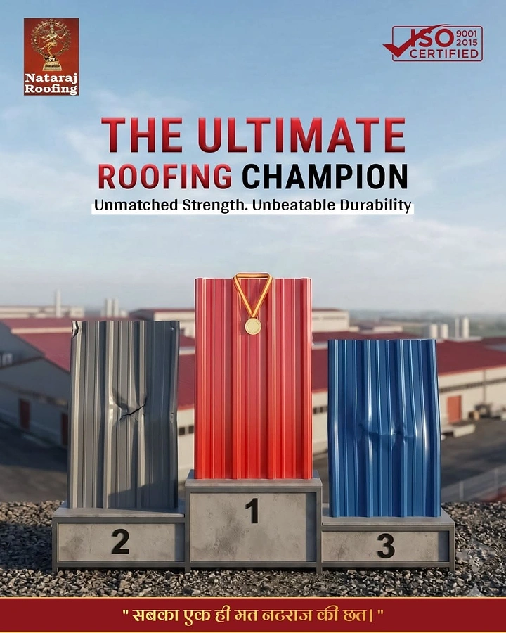 Roofing creative ad: Roofing sheets on podium winning medal