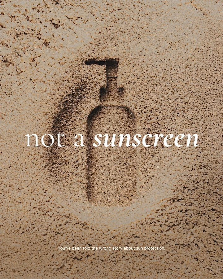 Sunscreen & Sun Care creative ad: Negative claim uses striking bottle silhouette