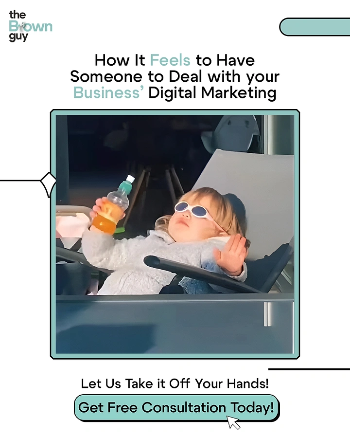 Agency creative ad: Relaxed kid in shades: outsourced marketing relief