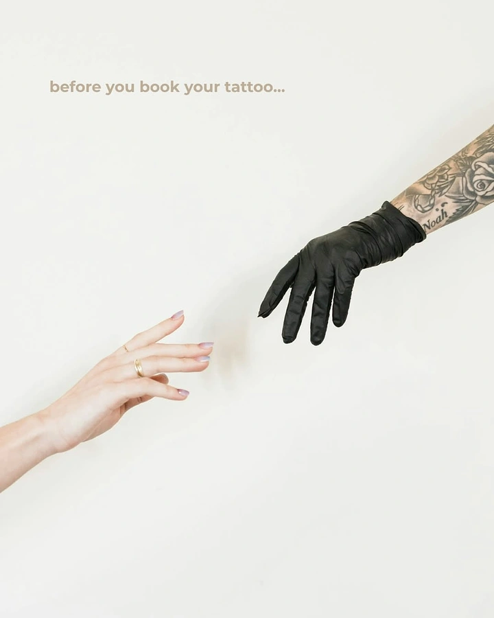 Tattoo Studios creative ad: Creation of Adam pun with tattooed glove