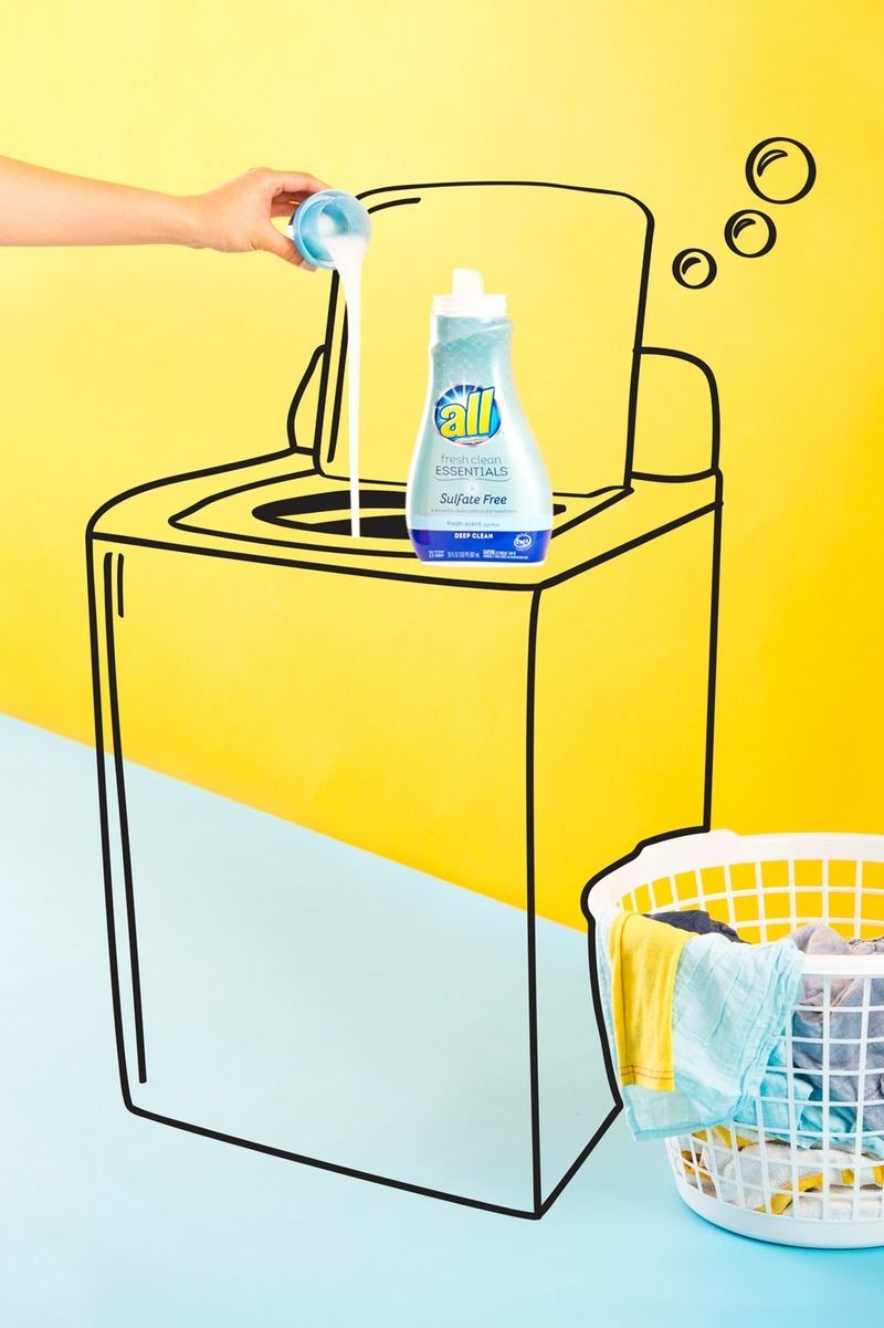 Story: Line-drawn washer with real detergent pour