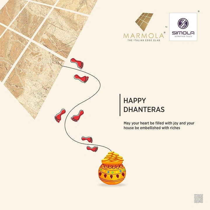 Dhanteras creative ad: Lakshmi footprints walking across marble tiles