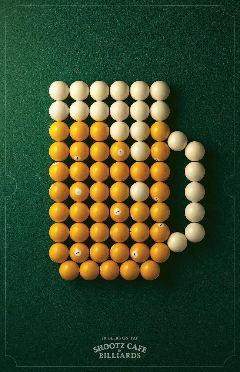 Story: Billiard balls form a beer-bottle metaphor