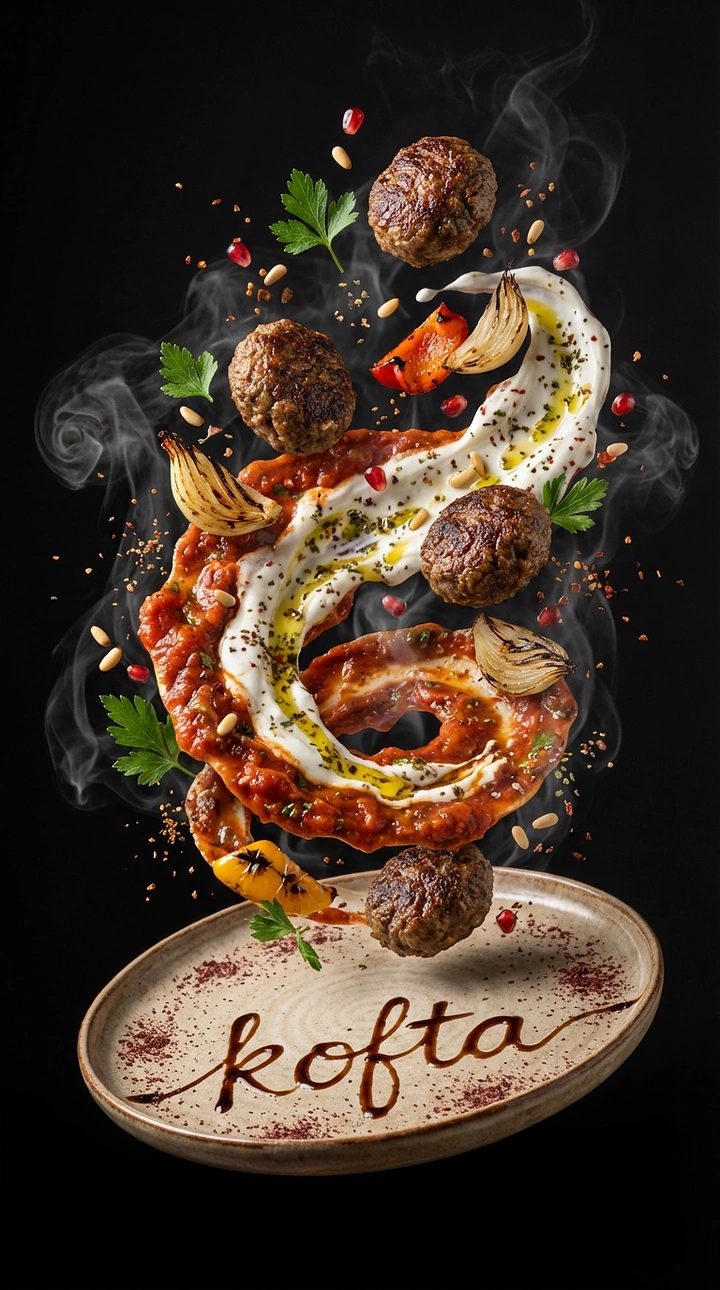 Arabic & Middle Eastern Restaurants creative ad: Deconstructed dish with spice typography